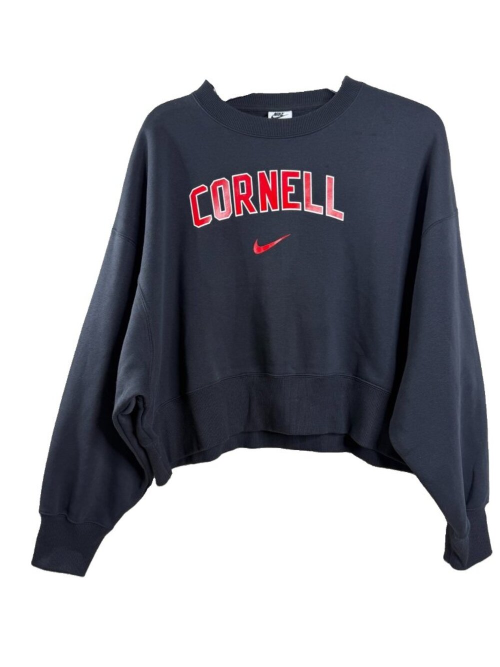 Nike XS Women Cornell Black Crop Fleece Sweatshirt Athleisure Soft Comfy EUC